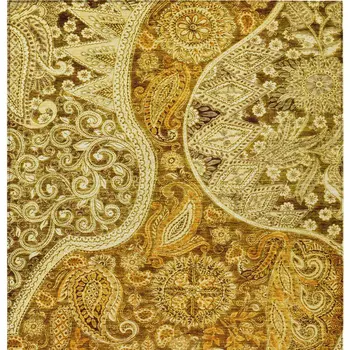 8' X 10' Terra Cotta Brown And Gold Floral Medallion Washable Indoor Outdoor Area Rug