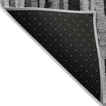 3' X 5' Gray And Black Striped Washable Indoor Outdoor Area Rug