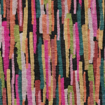 3' X 5' Pink Black And Green Striped Washable Indoor Outdoor Area Rug