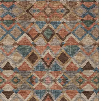 3' X 5' Brown Gray And Tan Geometric Washable Indoor Outdoor Area Rug