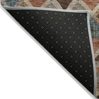 5' X 8' Brown Gray And Tan Geometric Washable Indoor Outdoor Area Rug