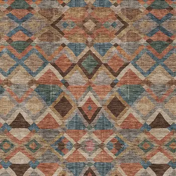 5' X 8' Brown Gray And Tan Geometric Washable Indoor Outdoor Area Rug