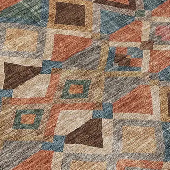 5' X 8' Brown Gray And Tan Geometric Washable Indoor Outdoor Area Rug