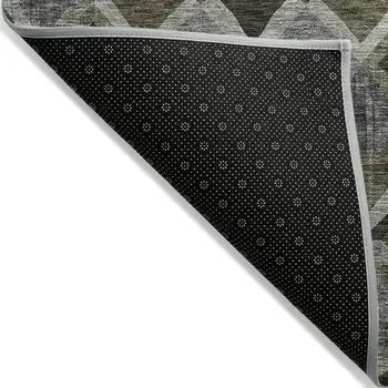 8' X 10' Gray And Charcoal Geometric Washable Indoor Outdoor Area Rug