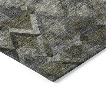 8' X 10' Gray And Charcoal Geometric Washable Indoor Outdoor Area Rug