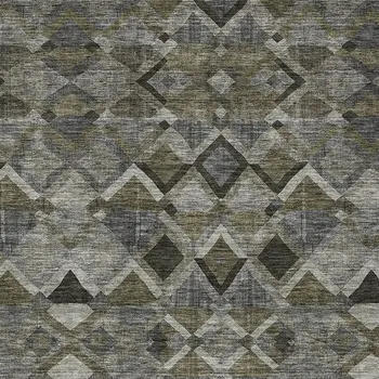 8' X 10' Gray And Charcoal Geometric Washable Indoor Outdoor Area Rug