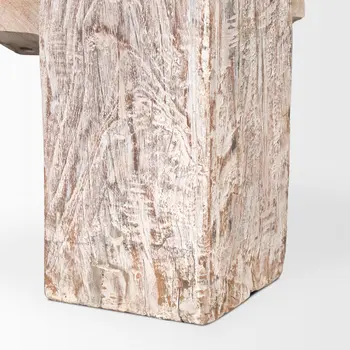 55" Natural and Off White Reclaimed Wood Distressed Coffee Table