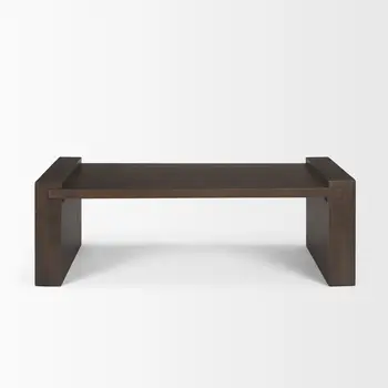 48" Dark Brown Solid Wood Sled Coffee Table