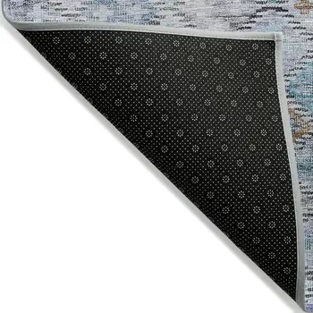 8' X 10' Blue Purple And Gray Geometric Washable Indoor Outdoor Area Rug