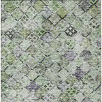 5' X 8' Green And Purple Geometric Washable Indoor Outdoor Area Rug