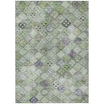 5' X 8' Green And Purple Geometric Washable Indoor Outdoor Area Rug