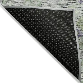 5' X 8' Green And Purple Geometric Washable Indoor Outdoor Area Rug