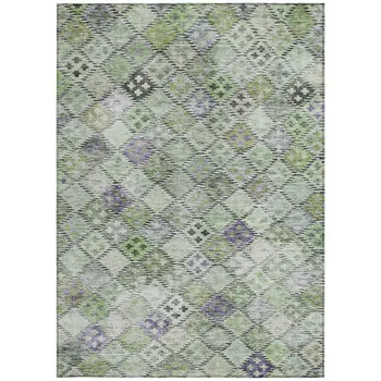 9' X 12' Green And Purple Geometric Washable Indoor Outdoor Area Rug