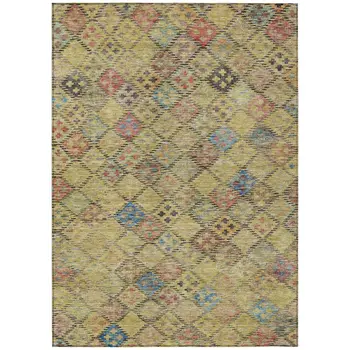 8' X 10' Gold Pink And Blue Geometric Washable Indoor Outdoor Area Rug