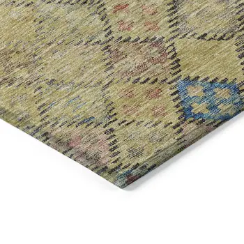 8' X 10' Gold Pink And Blue Geometric Washable Indoor Outdoor Area Rug