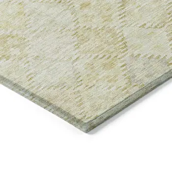 3' X 5' Linen And Gold Geometric Washable Indoor Outdoor Area Rug