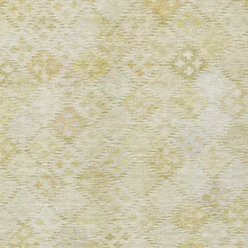 8' X 10' Linen And Gold Geometric Washable Indoor Outdoor Area Rug