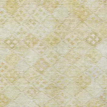 10' X 14' Linen And Gold Geometric Washable Indoor Outdoor Area Rug