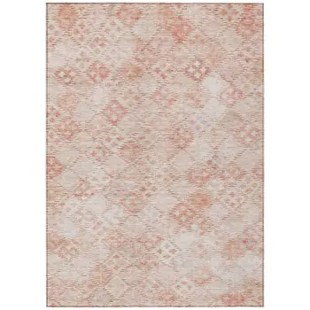 9' X 12' Pink And Blush Geometric Washable Indoor Outdoor Area Rug