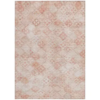 10' X 14' Pink And Blush Geometric Washable Indoor Outdoor Area Rug