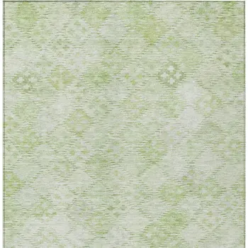 3' X 5' Sage And Ivory Geometric Washable Indoor Outdoor Area Rug