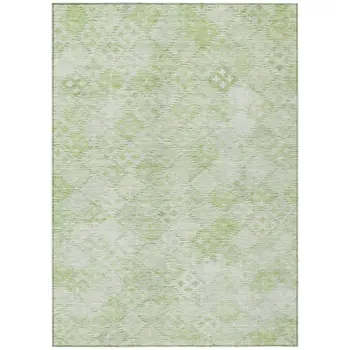 3' X 5' Sage And Ivory Geometric Washable Indoor Outdoor Area Rug