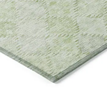 3' X 5' Sage And Ivory Geometric Washable Indoor Outdoor Area Rug