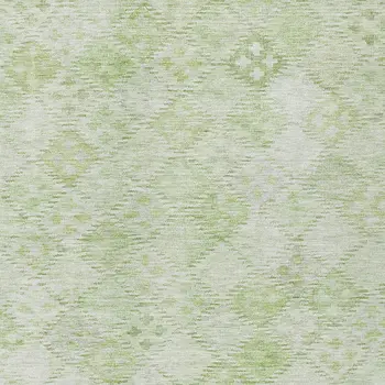 3' X 5' Sage And Ivory Geometric Washable Indoor Outdoor Area Rug