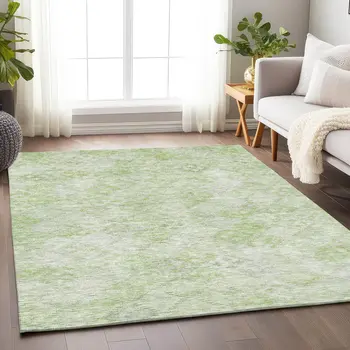 3' X 5' Sage And Ivory Geometric Washable Indoor Outdoor Area Rug