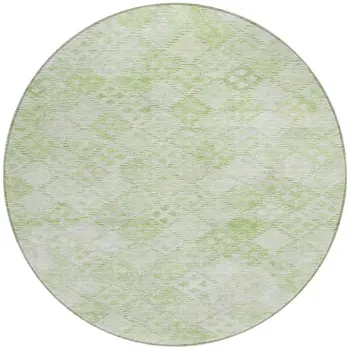 8' Sage And Ivory Round Geometric Washable Indoor Outdoor Area Rug