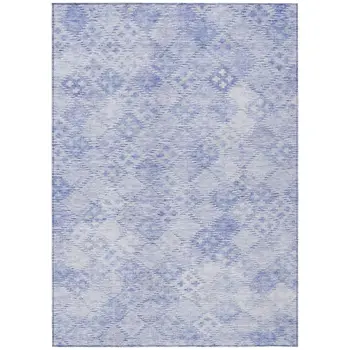 8' X 10' Sky Blue And Ivory Geometric Washable Indoor Outdoor Area Rug