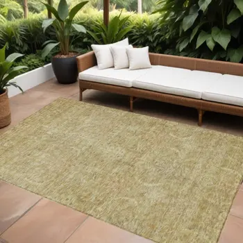 5' X 8' Wheat And Light Brown Damask Washable Indoor Outdoor Area Rug