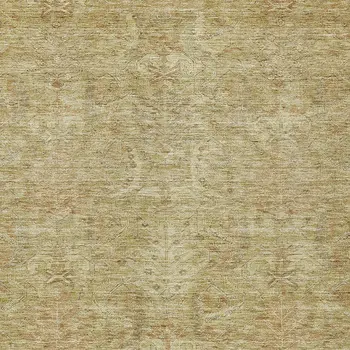 8' X 10' Wheat And Light Brown Damask Washable Indoor Outdoor Area Rug