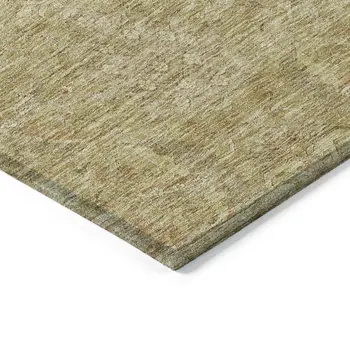 10' X 14' Wheat And Light Brown Damask Washable Indoor Outdoor Area Rug
