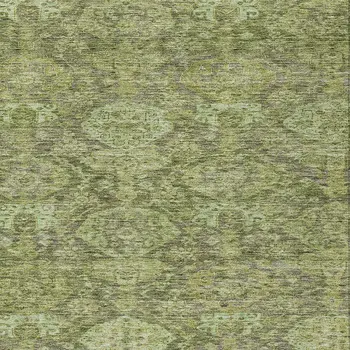 3' X 5' Green And Gray Damask Washable Indoor Outdoor Area Rug