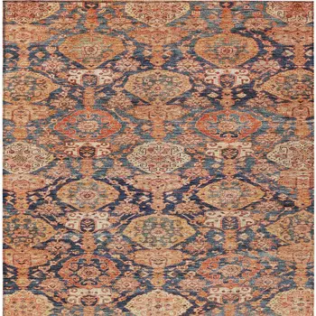 8' X 10' Terra Cotta And Charcoal Damask Washable Indoor Outdoor Area Rug