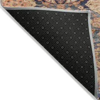 8' X 10' Terra Cotta And Charcoal Damask Washable Indoor Outdoor Area Rug