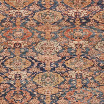 8' X 10' Terra Cotta And Charcoal Damask Washable Indoor Outdoor Area Rug