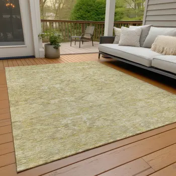 5' X 8' Wheat And Beige Damask Washable Indoor Outdoor Area Rug