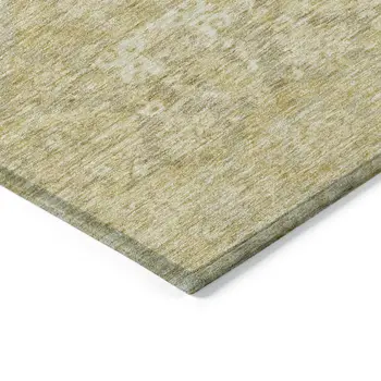 8' Wheat And Beige Round Damask Washable Indoor Outdoor Area Rug