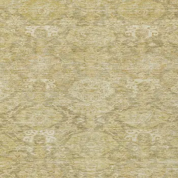 9' X 12' Wheat And Beige Damask Washable Indoor Outdoor Area Rug