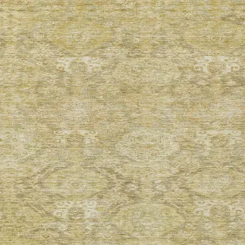 10' X 14' Wheat And Beige Damask Washable Indoor Outdoor Area Rug
