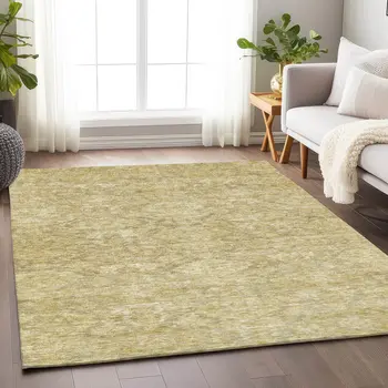 10' X 14' Wheat And Beige Damask Washable Indoor Outdoor Area Rug