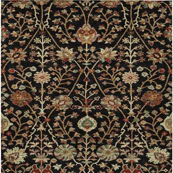 10' X 14' Black Brown And Red Floral Washable Indoor Outdoor Area Rug