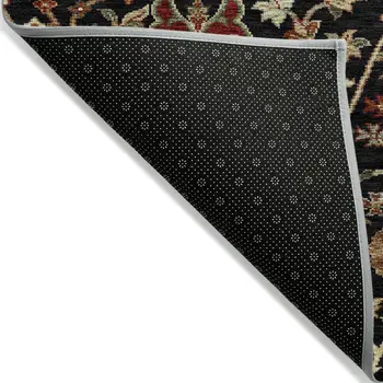 10' X 14' Black Brown And Red Floral Washable Indoor Outdoor Area Rug