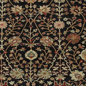 10' X 14' Black Brown And Red Floral Washable Indoor Outdoor Area Rug