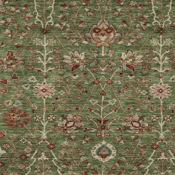 3' X 5' Fern Green Brown And Red Floral Washable Indoor Outdoor Area Rug