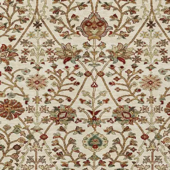 3' X 5' Ivory Brown And Red Floral Washable Indoor Outdoor Area Rug