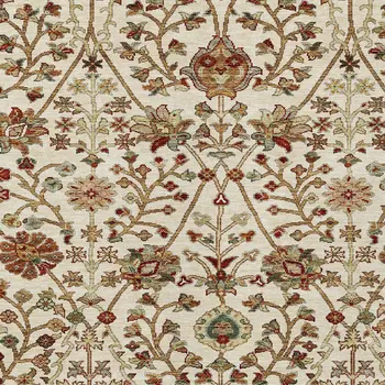 9' X 12' Ivory Brown And Red Floral Washable Indoor Outdoor Area Rug