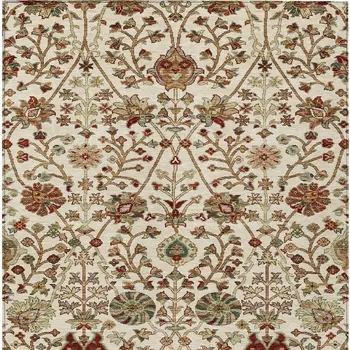 10' X 14' Ivory Brown And Red Floral Washable Indoor Outdoor Area Rug